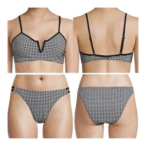 NWT Time and Tru Gingham Bikini set, V-Wire top and cheeky fit bottom, Rt $39